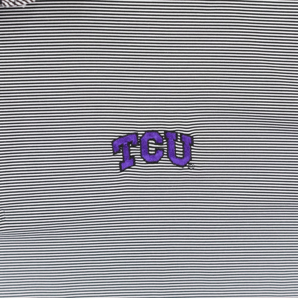 TCU Horned Frogs Peter Millar Polo Mens XL Black White Striped Summer Comfort - Picture 4 of 11
